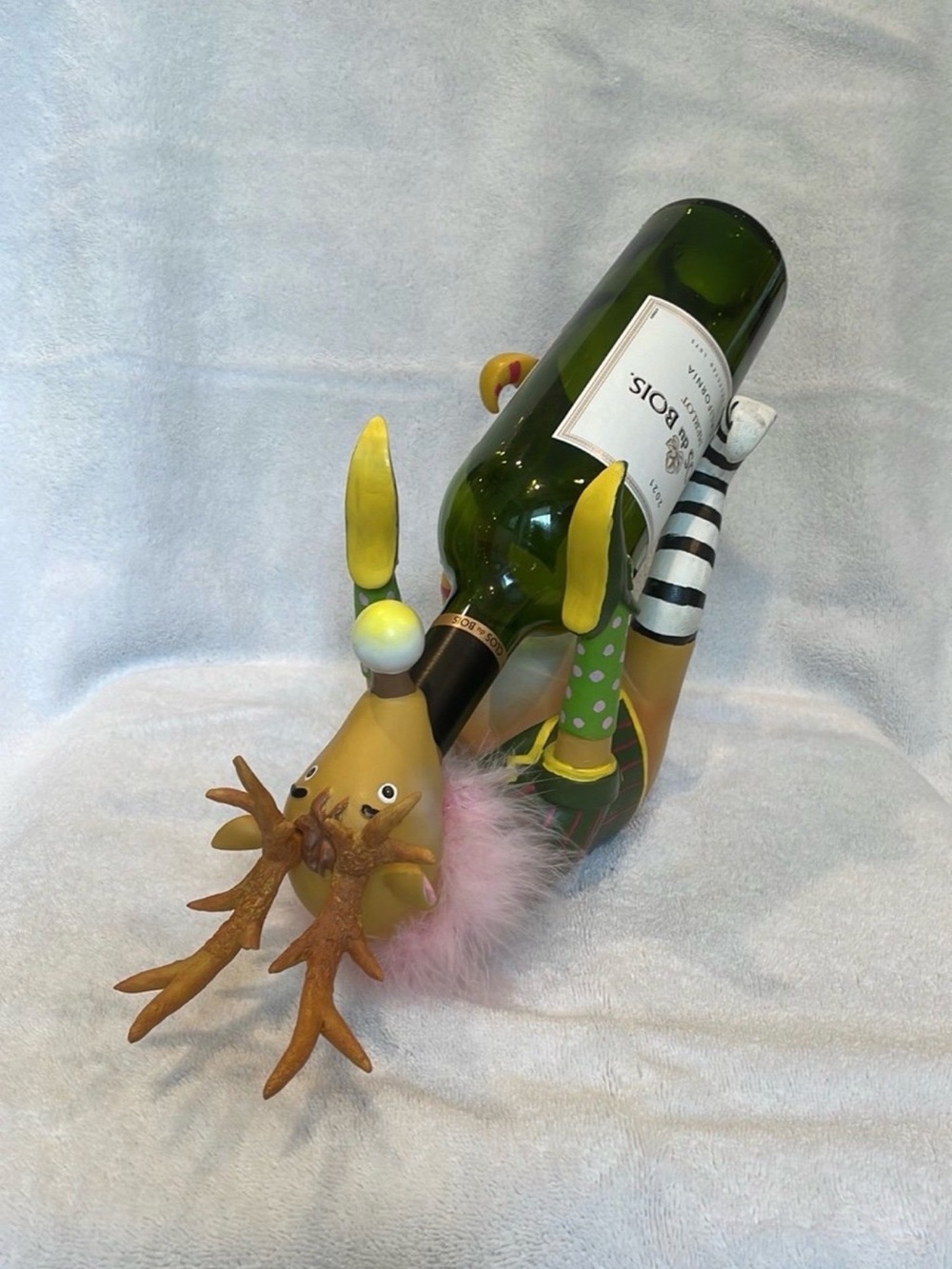 Whimsical Reindeer Wine Bottle Holder in Green - Picture 5 of 8